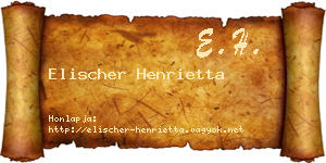 Elischer Henrietta névjegykártya